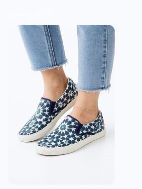 Bucketfeet Blue & White Canvas Slip On Sneakers